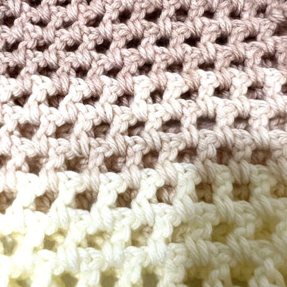 New Handmade Crochet Slouchy Beanie Hat Ombré Cream Rose Boho Unisex - Picture 7 of 9